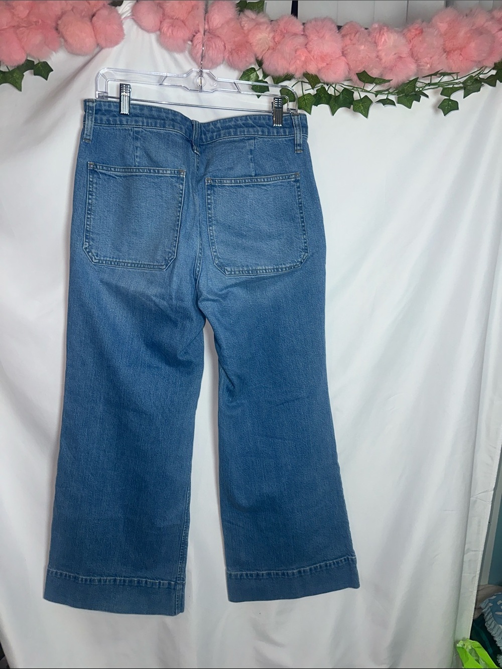 J. Crew Blue Wide-Leg Women's Jeans with Front Patch Pockets - Picture 7 of 7